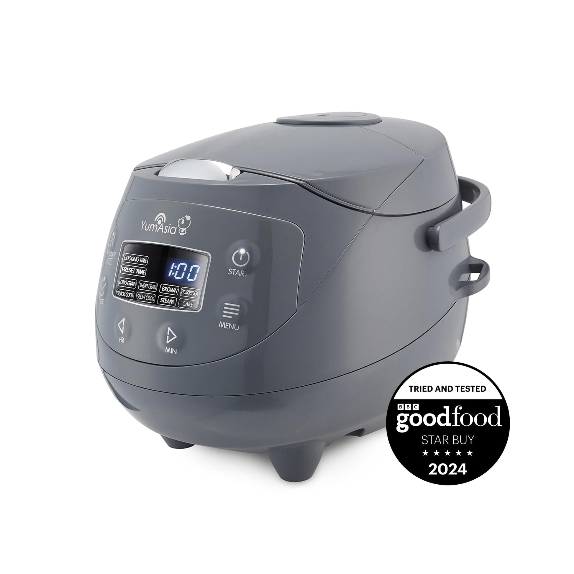 Yum Asia Panda Mini Reiskocher Fuzzy Logic 0.63L - Cobalt Grey. Bereitet mit Fuzzy Logic präzisen Reis für 1-3 Personen.