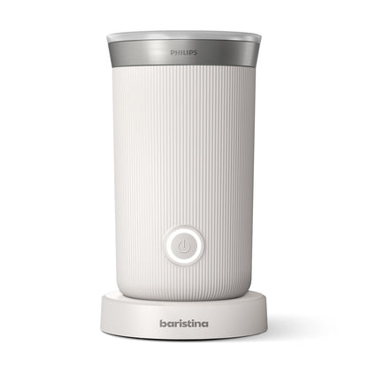 Philips Baristina Elektrischer Milchaufschäumer - Naturweiss BAR311/00. Zylindrischer, naturweisser Behälter. Schäumt Milch elektrisch für Kaffeespezialitäten.