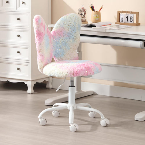 chairus Kunstfell Kinder Drehstuhl ohne Armlehne - Rosa. Rosa, mit Kunstfell bezogen. Bietet ergonomischen Sitzplatz für Kinder am Schreibtisch.