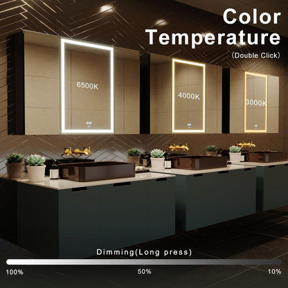 GANPE LED Beleuchteter Badezimmer Spiegelschrank – 3 Türen, 100x70 cm