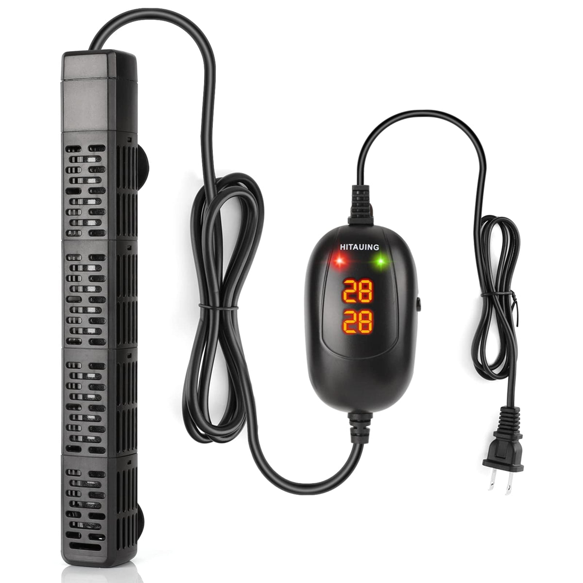 HiTauing Aquarium Heizung 500W Tauchheizung für Salz- und Süsswasser mit schwarzem Schutzgehäuse und Digitaldisplay