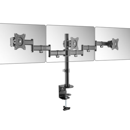 RICOO TS5911 Tisch Monitorhalterung - 3 Monitore 13-32 Zoll. Schwarze Tischhalterung mit drei Gelenkarmen zur ergonomischen Anordnung von Flachbildschirmen.