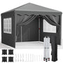 OutdoorPro Faltpavillon 3x3m – UV50+ Grau mit Seitenteilen. Grauer Pavillon 3x3m mit Seitenteilen. Bietet UV50+ Witterungsschutz für Outdoor-Veranstaltungen.