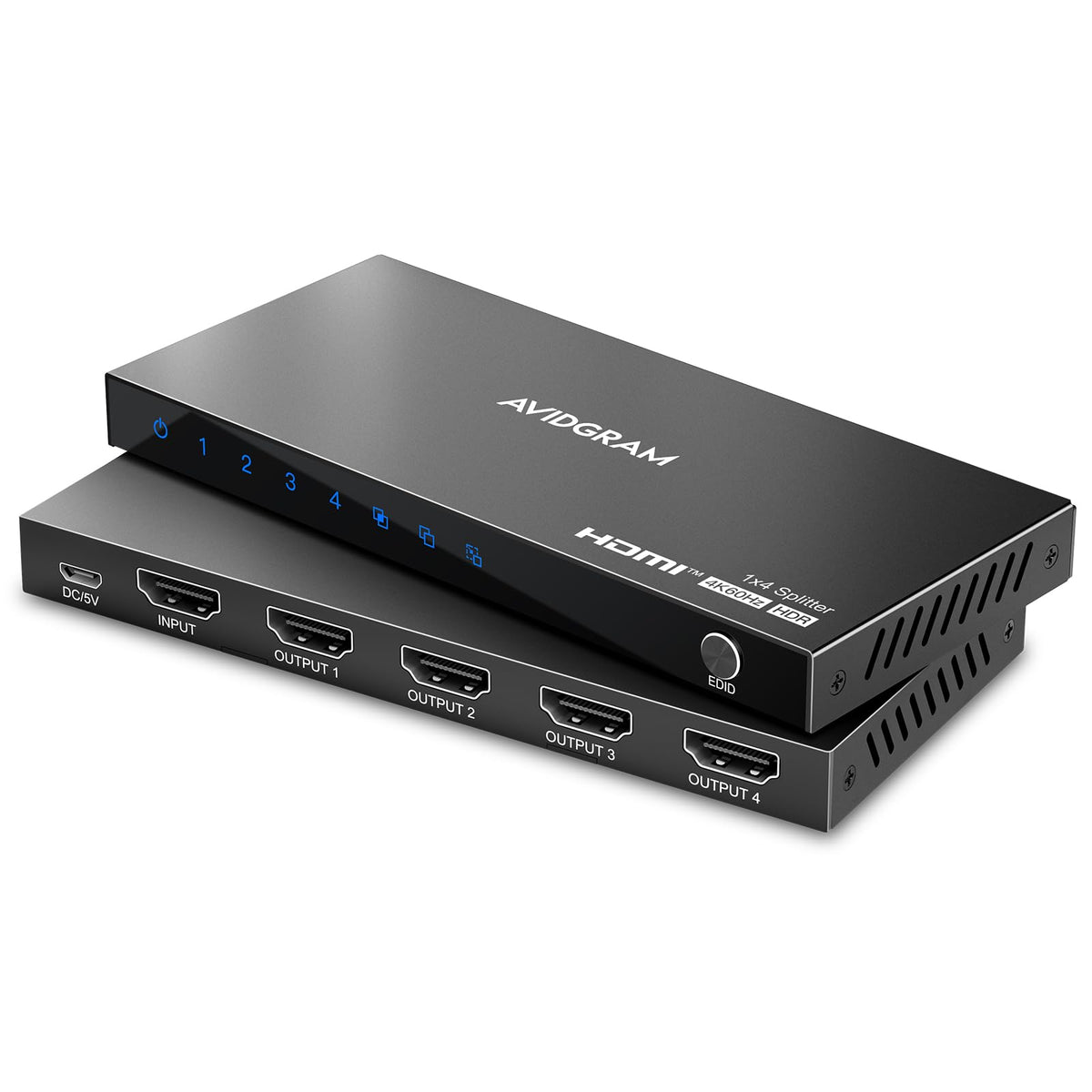 AVIDGRAM HDMI Splitter 1 in 4 Out 4K 60Hz HDMI 2.0 Verteiler mit vier HDMI-Ausgängen