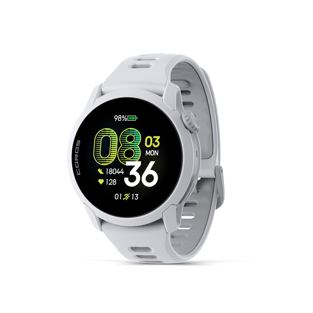 COROS PACE 4 GPS-Sportuhr mit AMOLED-Touchscreen, weiss, Silikonarmband