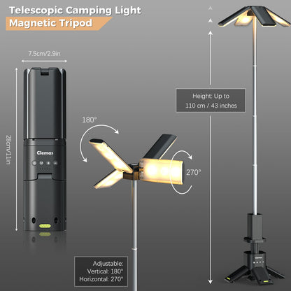 Clemas Teleskop-Campinglampe LED wiederaufladbar 14000 mAh 6000 Lumen