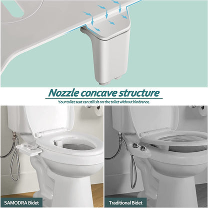 SAMODRA Bidet Aufsatz, nicht elektrisch, selbstreinigende Doppeldüsen