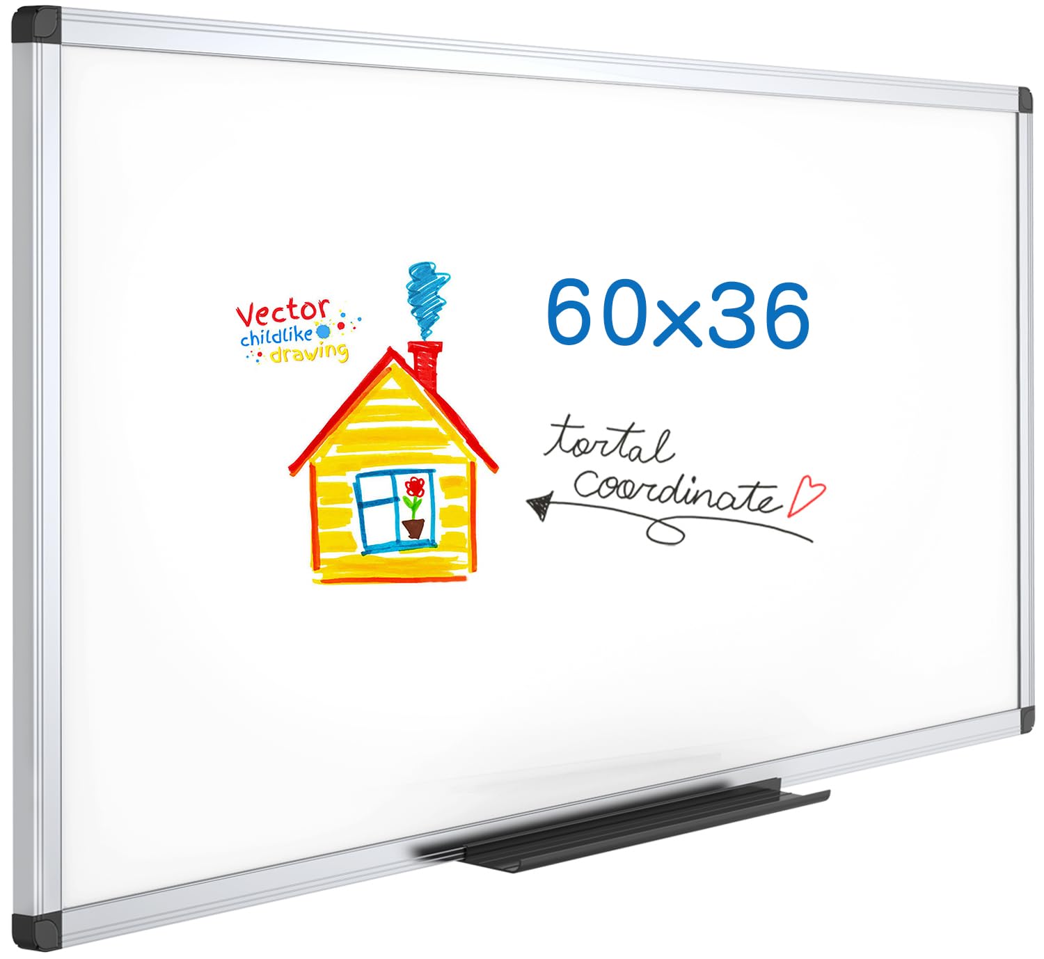 VIZ-PRO Whiteboard magnetisch – mit Alurahmen, 150x90 cm. Weiß, rechteckig. Zum Beschreiben mit Markern und für Magnethaftung.