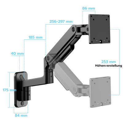 ARES WING Monitor Wandhalterung Heavy Duty 17-49 Zoll - Schwarz