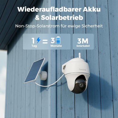 Reolink Argus PT Lite 2K WLAN Überwachungskamera mit Solarpanel