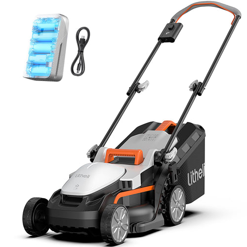 Litheli Akku-Rasenmäher 20V, 33 cm Schnittbreite, 30 l Fangkorb mit klappbarem Griff