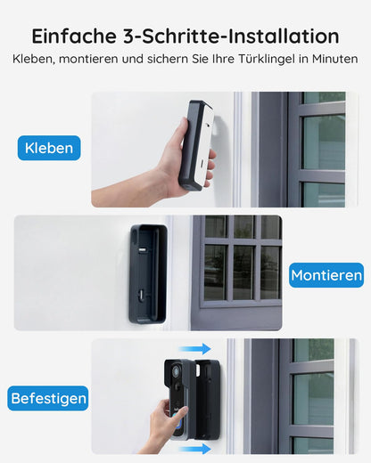 BOIFUN WLAN Video Türklingel mit Kamera 2K, Nachtsicht und Chime, J1