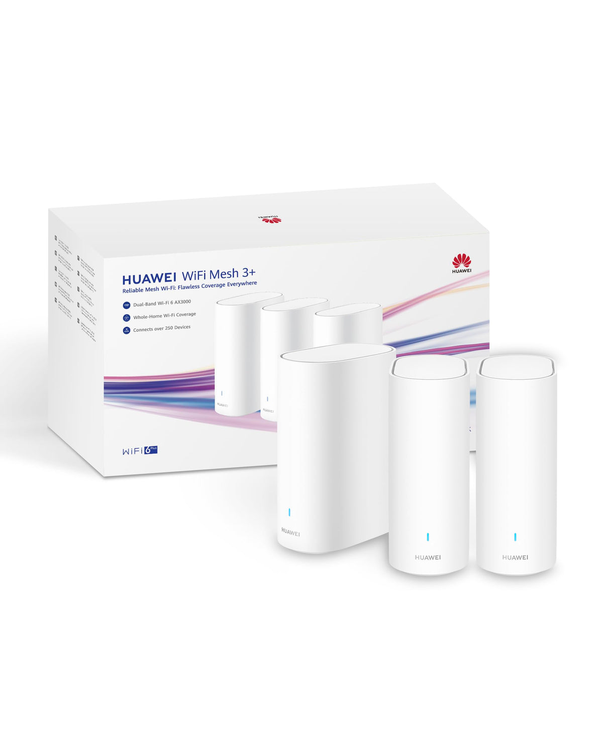 HUAWEI WiFi Mesh 3+ WLAN Router AX3000 Dual-Band 3er-Pack weiss – drei weisse Mesh-Einheiten für WLAN im ganzen Haus