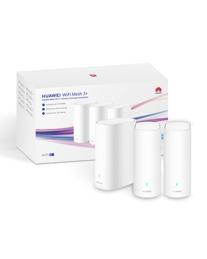 HUAWEI WiFi Mesh 3+ WLAN Router AX3000 Dual-Band 3er-Pack weiss – drei weisse Mesh-Einheiten für WLAN im ganzen Haus