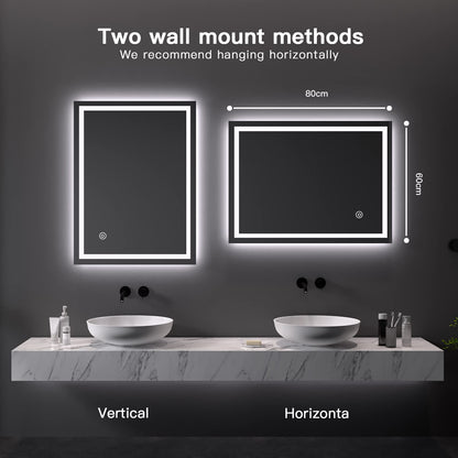 Dripex Badezimmerspiegel LED Touch Kaltweiss 60x80 cm