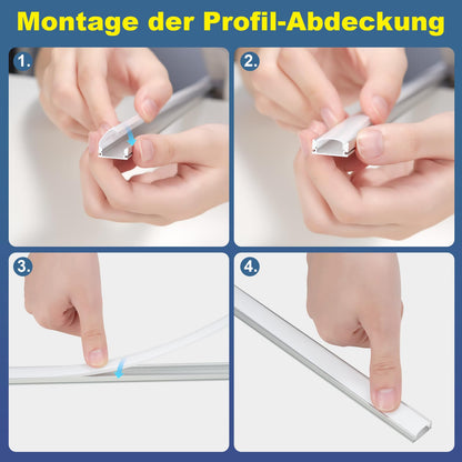 Molfanco LED Aluminiumprofil U-Profil silber 12 x 1 m mit Abdeckung