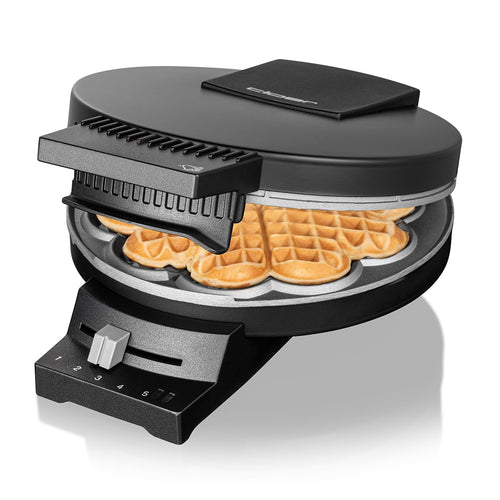 Cloer 180 Waffeleisen für eine Herzwaffel – schwarz. Backt eine Herzwaffel. Mit Backampel und wärmeisoliertem Griff.