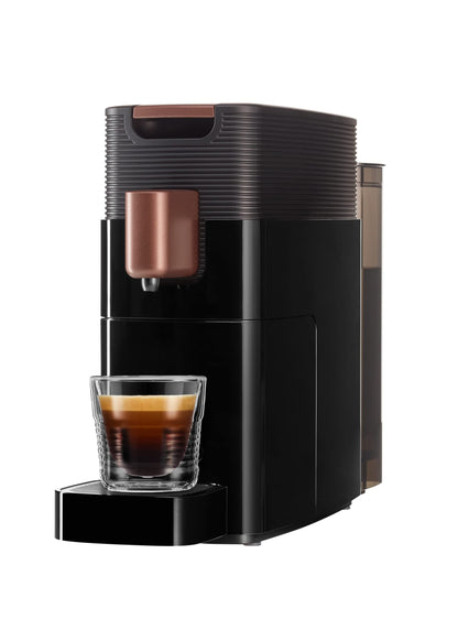 K-fee ONE Kapselmaschine in Schwarz Kupfer, kompaktes Design, für Kaffee, Tee und Kakao