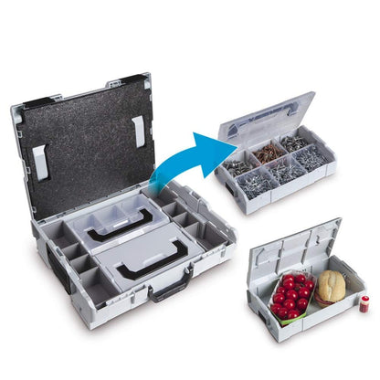 L-BOXX Mini Sortimentskasten 3er Set, blau, mit transparentem Deckel