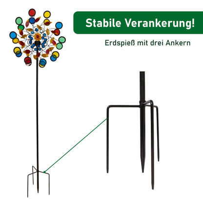 Lemodo Windrad Garten Metall NA200, Windspiel Kupferoptik, 221 cm
