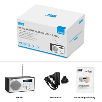 August MB420 DAB+/FM Küchenradio Bluetooth Holzgehäuse
