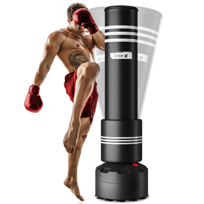 Dripex 175cm Standboxsack Erwachsene – Freistehend MMA Saugfuss. Hoher, zylindrischer Boxsack für Box- und MMA-Training.