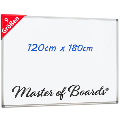 MOB Magnetisches Whiteboard 180x120cm - Alurahmen. Weiß, rechteckig, Alurahmen. Zum Beschreiben, Abwischen und Anheften mit Magneten.
