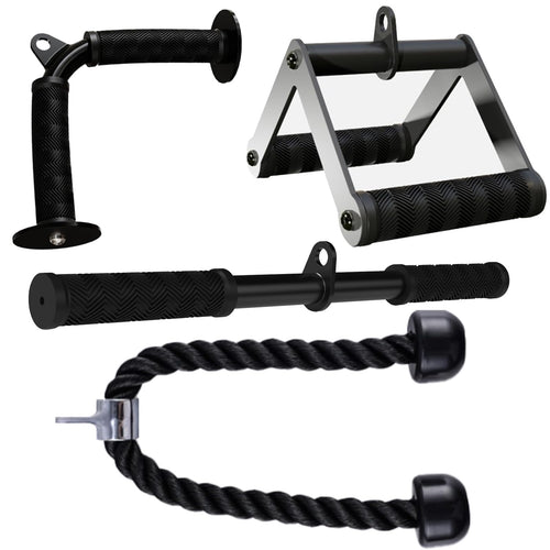 Fitarc Kabelmaschinen-Zubehör Set: V-Stange, Trizepsseil und Griffe