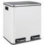 LIFERUN Doppelfach Treteimer 2x15L Metall Softclose Weiss. Weißer Metall-Treteimer mit zwei Innenbehältern zur Abfalltrennung; Softclose-Deckel schließt geräuscharm.