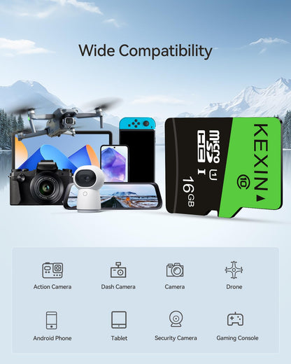 KEXIN Micro SD Karte 16GB 10er Pack, UHS-I U1 Class 10 mit SD-Adapter