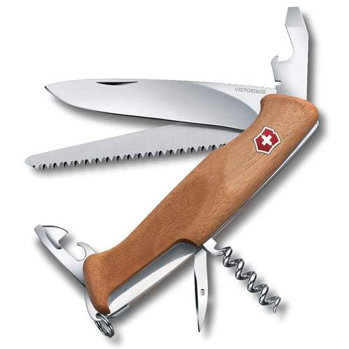 Victorinox Ranger 55 Grosses Schweizer Taschenmesser Feststellklinge. Rotes Multi-Tool mit arretierbarer Klinge und diversen Funktionen für Outdoor.