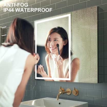 GANPE LED Badezimmer Spiegelschrank – Defog, 75x70cm, 2 Türen