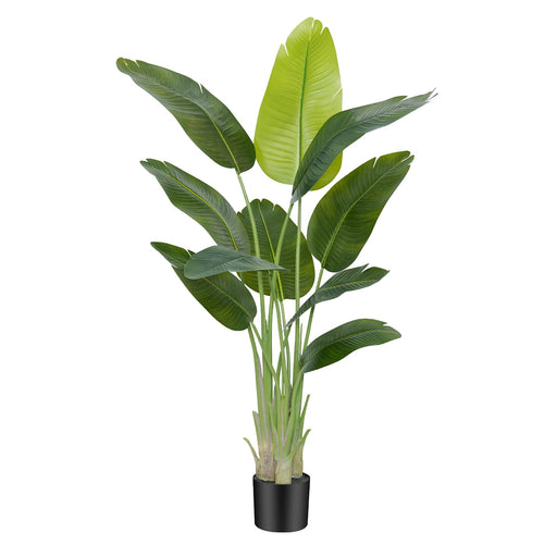 Keeplush Künstliche Paradiesvogel-Pflanze 150 cm im Topf mit 10 Blättern als Dekoration für Haus, Büro und Garten