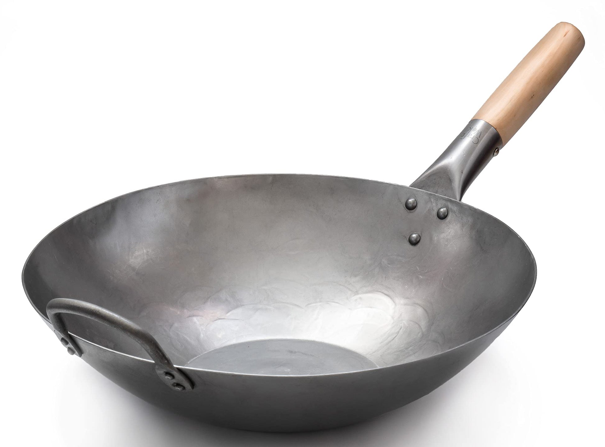 Craft Wok Pow-Wok 731W316 – Karbonstahl Wok, flach, 35.6 cm. Runde, dunkle Pfanne aus Karbonstahl zum Braten asiatischer Speisen.