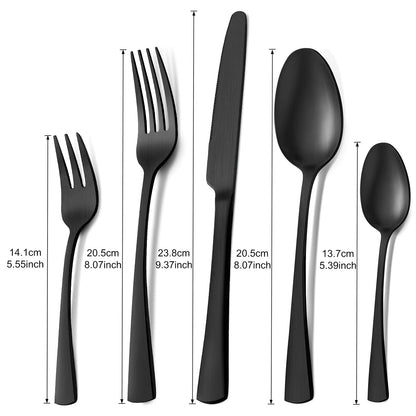 Bestdin Essbesteck 60tlg. für 12 Pers. Edelstahl – Schwarz Matt
