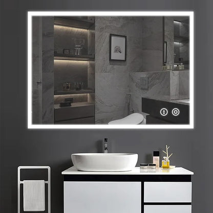 YOLEO LED Badspiegel 80x60cm dimmbar mit Touch und Steckdose. Spiegelleuchte für Körperpflege; dimmbar via Touch, int. Steckdose.