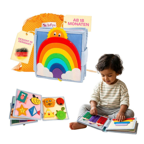 Jolly Designs Mini Quiet Book Sonnenschein Montessori Filzbuch aus Filz und Baumwolle