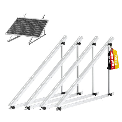 GLIESE Solarmodul Halterung Balkonkraftwerk - 118cm 2 Paare. Silberne Winkelprofile zur Modulbefestigung am Balkongeländer.