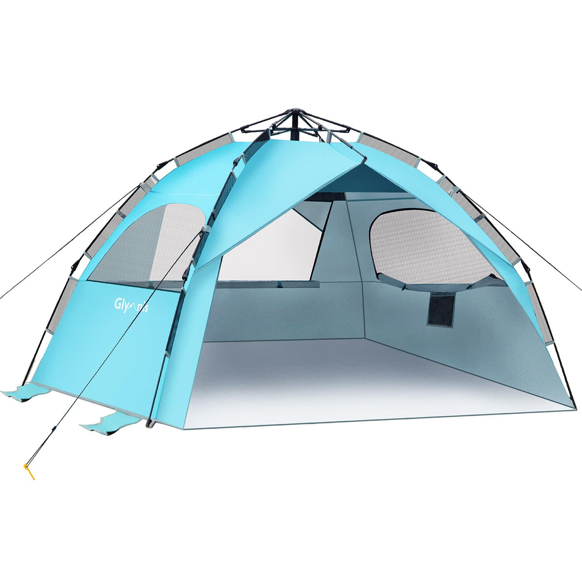 Glymnis Quick Up Strandzelt mit UV-Schutz 50+, blau, für 4-6 Personen