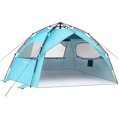 Glymnis Quick Up Strandzelt mit UV-Schutz 50+, blau, für 4-6 Personen