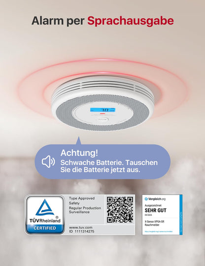 X-Sense XP0A-SR Rauch- und CO-Melder mit Sprachausgabe und LCD-Display