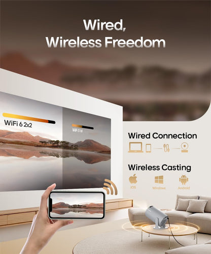 Magcubic Mini Beamer, 4K unterstützt, WiFi 6 & BT 5.4, Grau