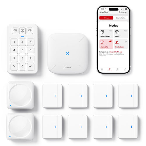 X-Sense AS12 Alarmanlage Smart Home Sicherheitssystem mit App, Basisstation, Keypad und Sensoren