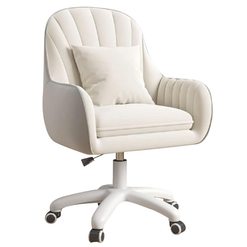 Aivermeil Samt Homeoffice Drehstuhl mit Kopfkissen – Beige. Bietet ergonomische Unterstützung für langes, komfortables Arbeiten.