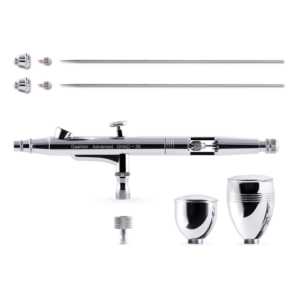 Gaahleri GHAD-39 Airbrush-Set Dual-Action mit 0,35 & 0,5 mm Düsen, zwei Schwerkraft-Flüssigkeitsbecher