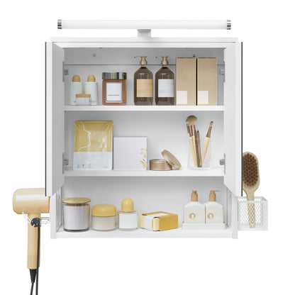 EUGAD LED-Spiegel-Hängeschrank Bad – Weiss 56x65 cm