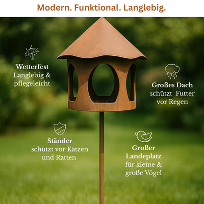 Maxito Vogelhaus mit Ständer wetterfest aus Metall, 154 cm
