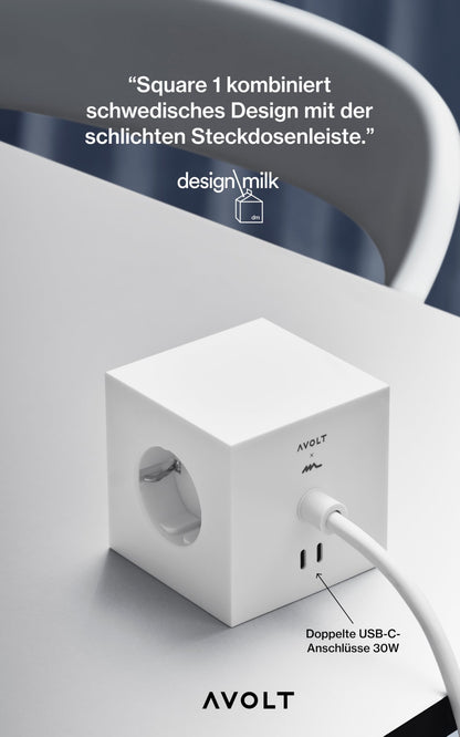 Avolt Square 1 Steckdosenwürfel - Nomad Sand USB-C 1.8m