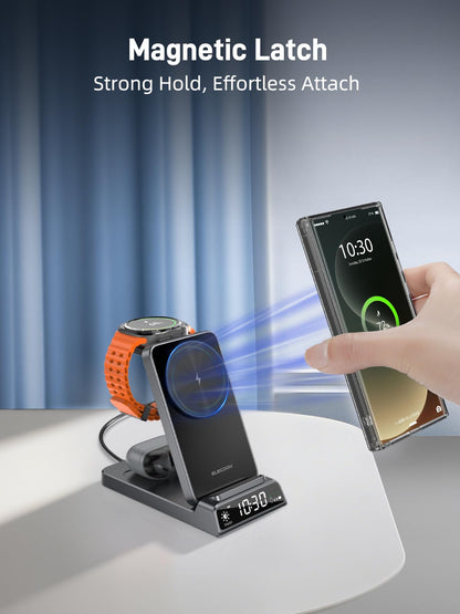 Elecdov 3-in-1 kabellose Ladestation, magnetisch für Samsung