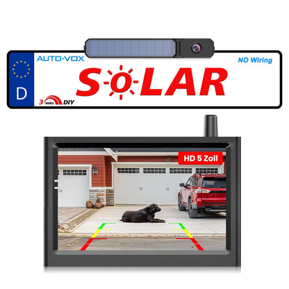 AUTO-VOX Solar1PRO Solar Rückfahrkamera kabellos mit 5" Monitor und Solarpanel